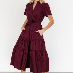 Baltic Born Providence Poplin Dress | Wine Size XLXL